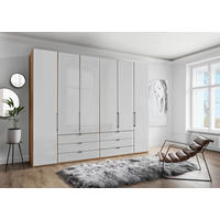 FALTTÜRENSCHRANK 300/236/58 cm 4-türig Weiß, Eiche Bianco  - Schieferfarben/Eiche Bianco, KONVENTIONELL, Glas/Holzwerkstoff (300/236/58cm) - Dieter Knoll