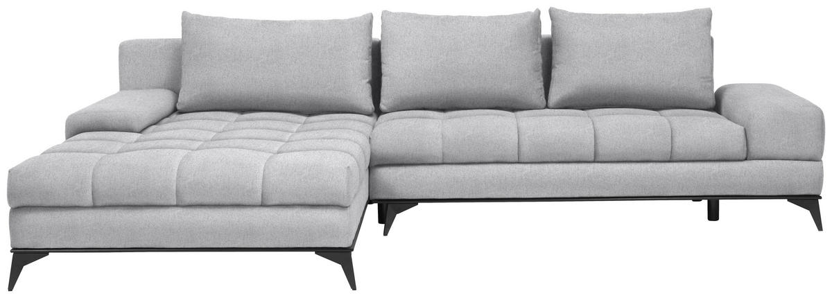 ECKSOFA Greige Webstoff  - Greige/Schwarz, Design, Textil/Metall (212/315cm) - Carryhome