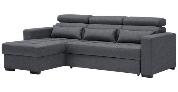 ECKSOFA Dunkelgrau Webstoff  - Dunkelgrau/Schwarz, Design, Kunststoff/Textil (179/240cm) - Carryhome