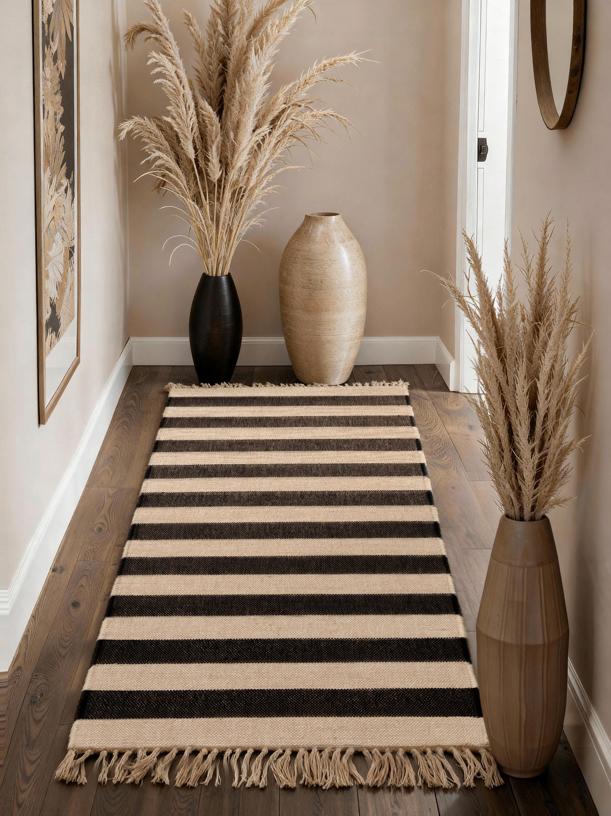 JUTETEPPICH 80/200 cm Handloom 1.0 Creme, Schwarz  - Creme/Schwarz, Basics, Textil (80/200cm) - Hanse Home