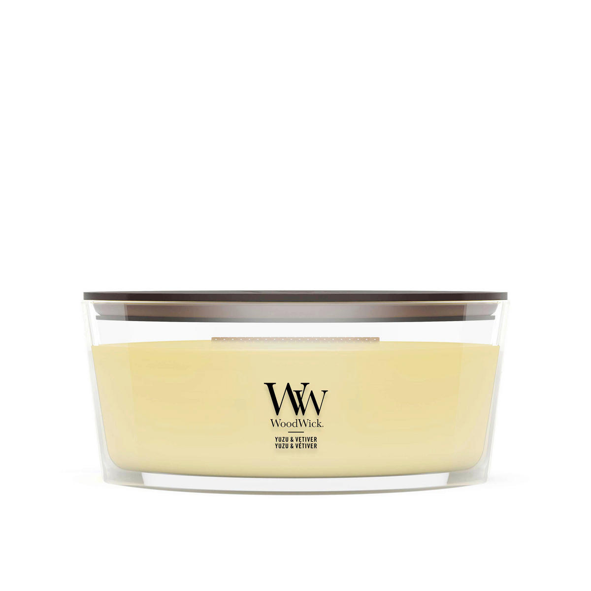 MIRISNA SVEĆA  svetložuta  - svetložuta, Osnovno, staklo/drvo (12/9/19cm) - WoodWick