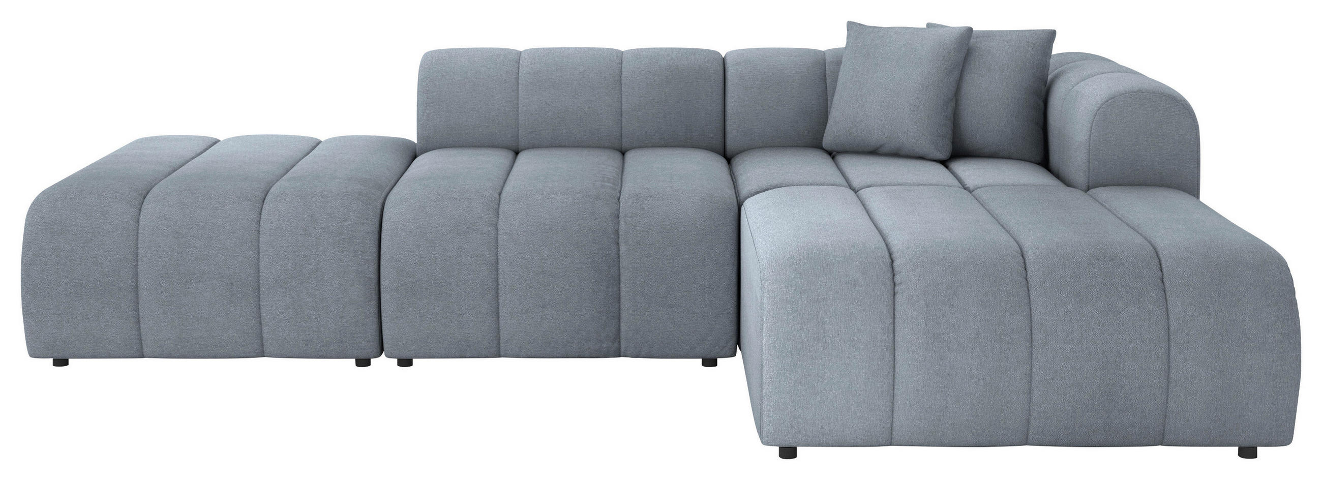 ECKSOFA Blau Webstoff Zierkissen  - Blau/Schwarz, LIFESTYLE, Kunststoff/Textil (289/178cm) - Milino