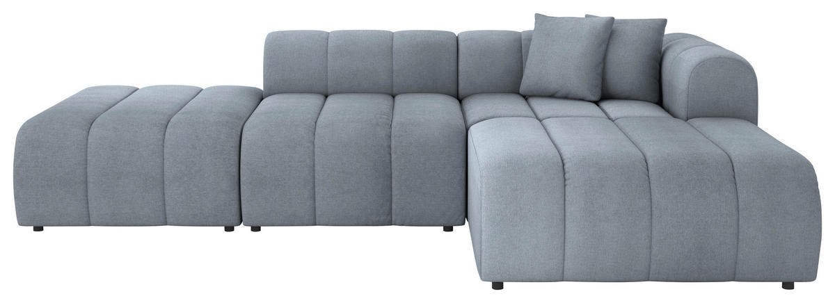ECKSOFA Blau Webstoff Zierkissen  - Blau/Schwarz, LIFESTYLE, Kunststoff/Textil (289/178cm) - Milino