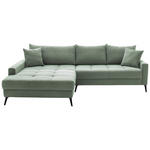 ECKSOFA  in Cord Pastellgrün  173/280 cm  - Pastellgrün/Schwarz, KONVENTIONELL, Textil/Metall (173/280cm) - Hom`in