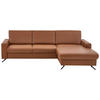 ECKSOFA in Echtleder Cognac  - Cognac/Schwarz, Design, Leder/Metall (267/165cm) - Lomoco