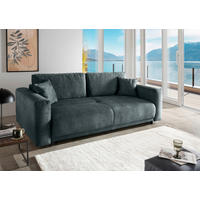 SCHLAFSOFA in Velours Blau  - Blau/Schwarz, Modern, Kunststoff/Textil (245/86/126cm) - Livetastic