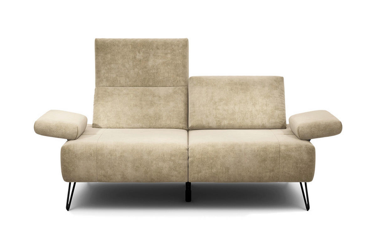 2-SITZER-SOFA in Samt Naturfarben  - Schwarz/Naturfarben, Design, Textil/Metall (164-194/85/86-94cm) - SENSOO