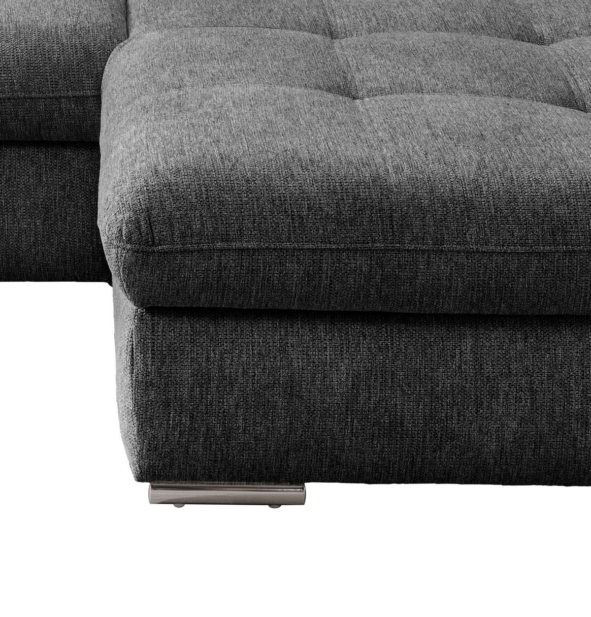 ECKSOFA in Chenille Anthrazit  - Chromfarben/Anthrazit, Design, Textil/Metall (300/196cm) - Livetastic
