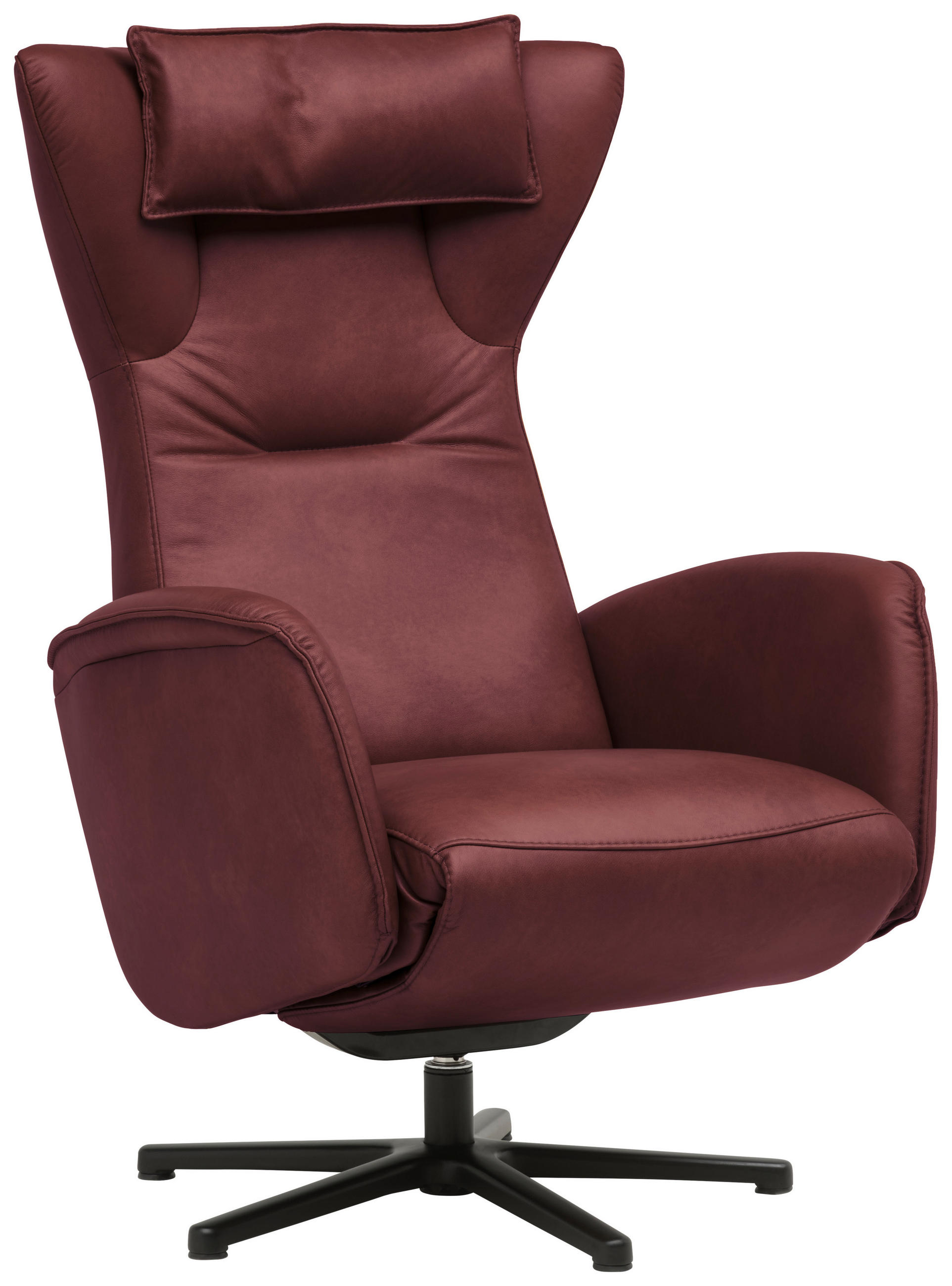RELAXSESSEL Leder Beere  - Beere/Schwarz, Design, Leder/Metall (75/106/86cm) - Valdera