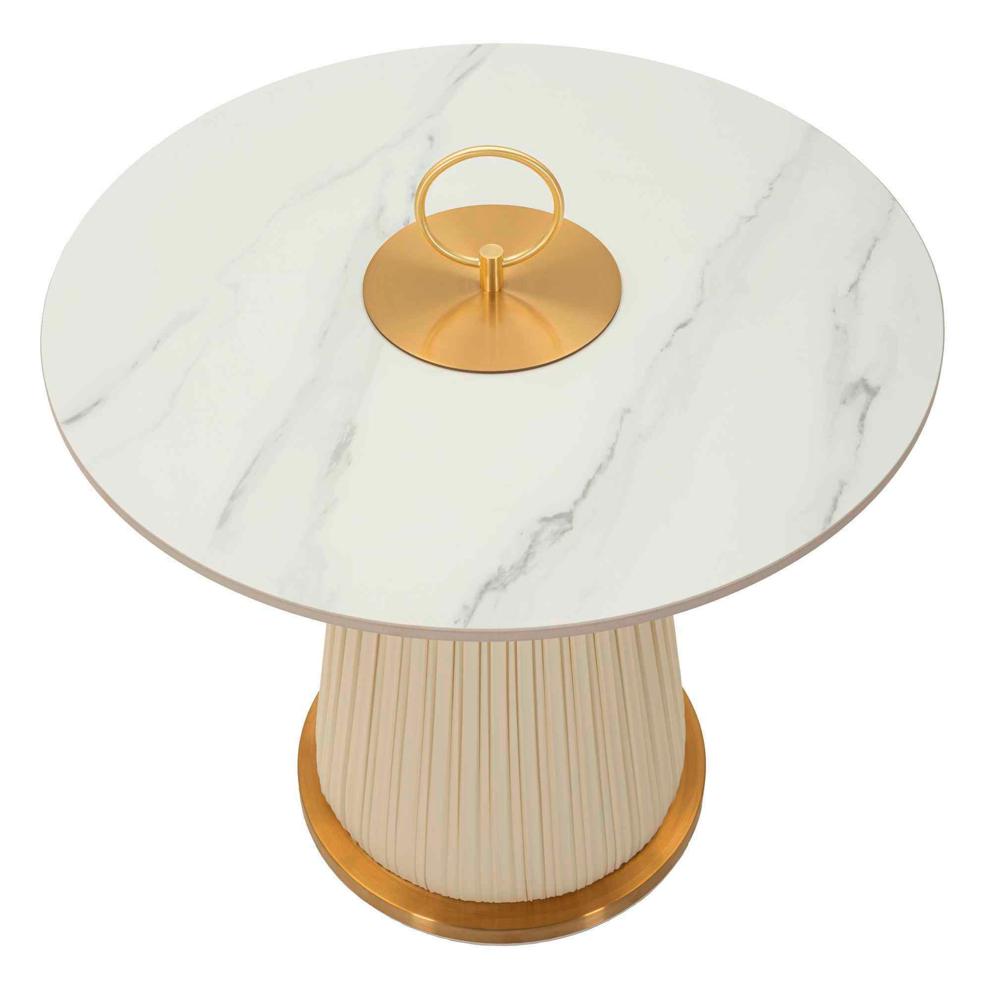 Thumbnail - Couchtisch, Creme, Weiß, Gold, Metall, Kunststoff, Keramik, 60 cm, Wohnzimmer, Wohnzimmertische, Couchtische, Couchtisch...