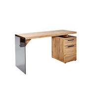 SCHREIBTISCH 141,8/74/55 cm  in Eichefarben  - Eichefarben/Transparent, Design, Glas/Holzwerkstoff (141,8/74/55cm)