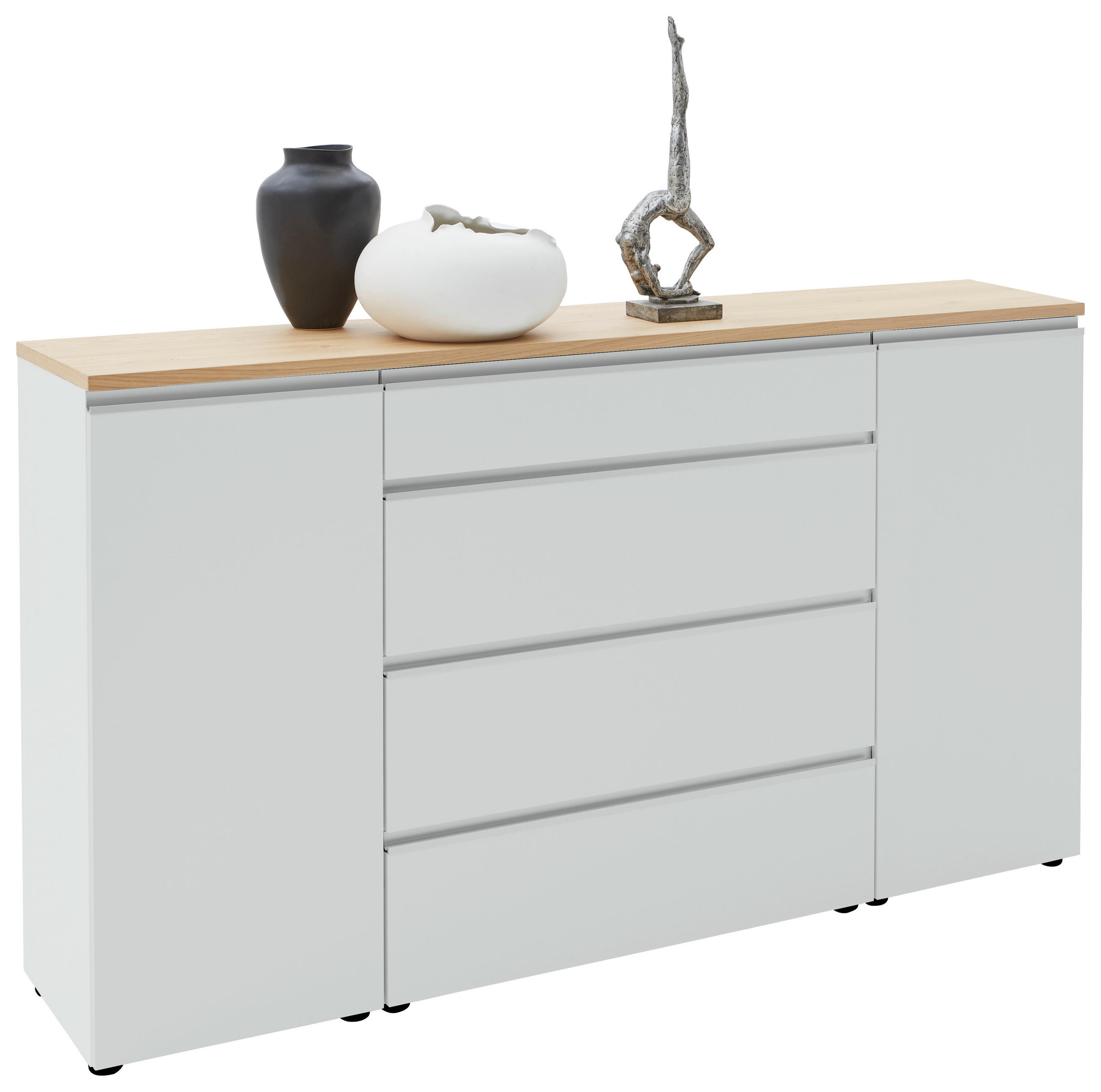 SIDEBOARD  in 180/102/41 cm  - Eichefarben/Silberfarben, Design, Holz/Holzwerkstoff (180/102/41cm) - Dieter Knoll