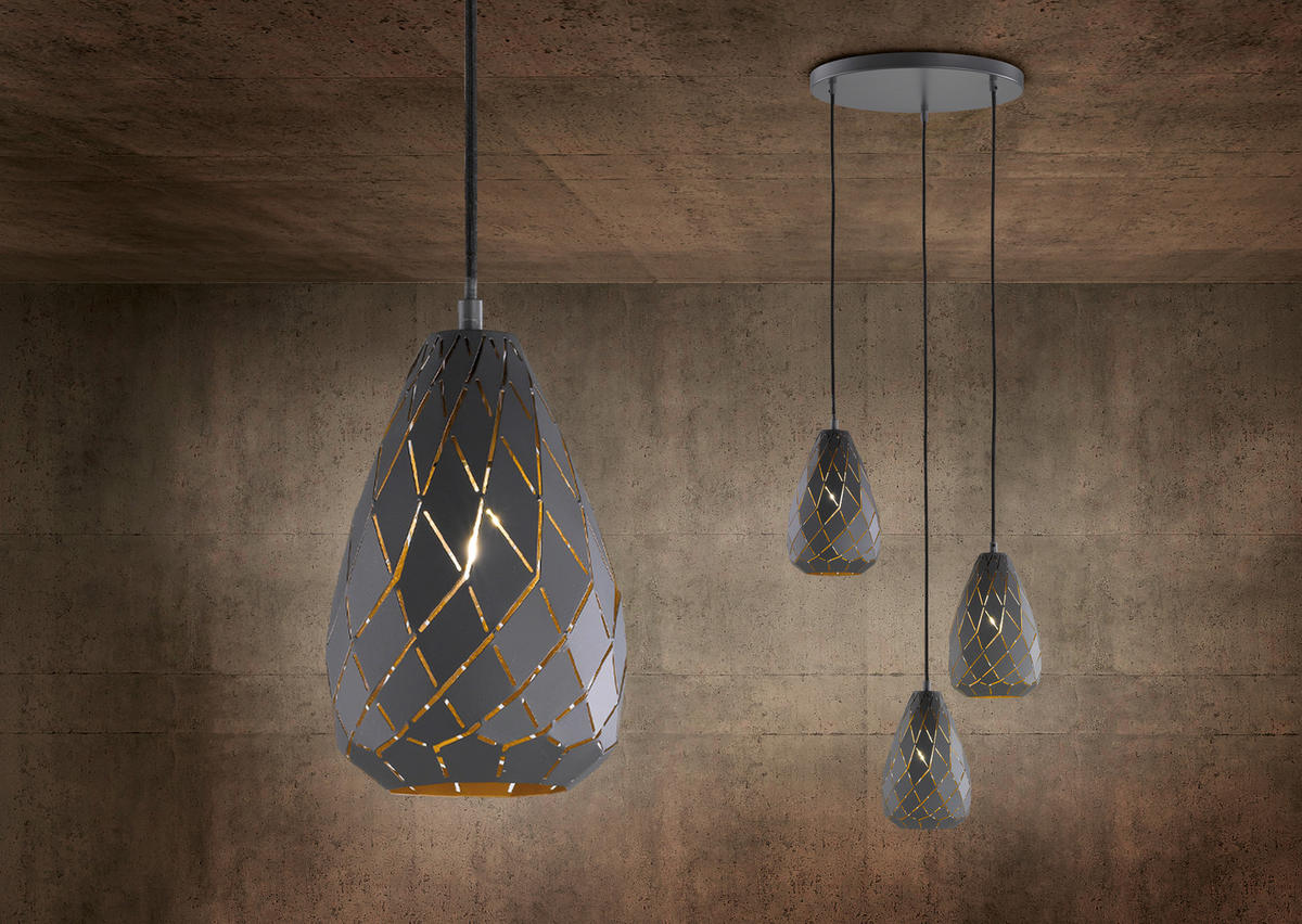 HÄNGELEUCHTE 15/150 cm  - Anthrazit, Design, Metall (15/150cm) - Trio Leuchten
