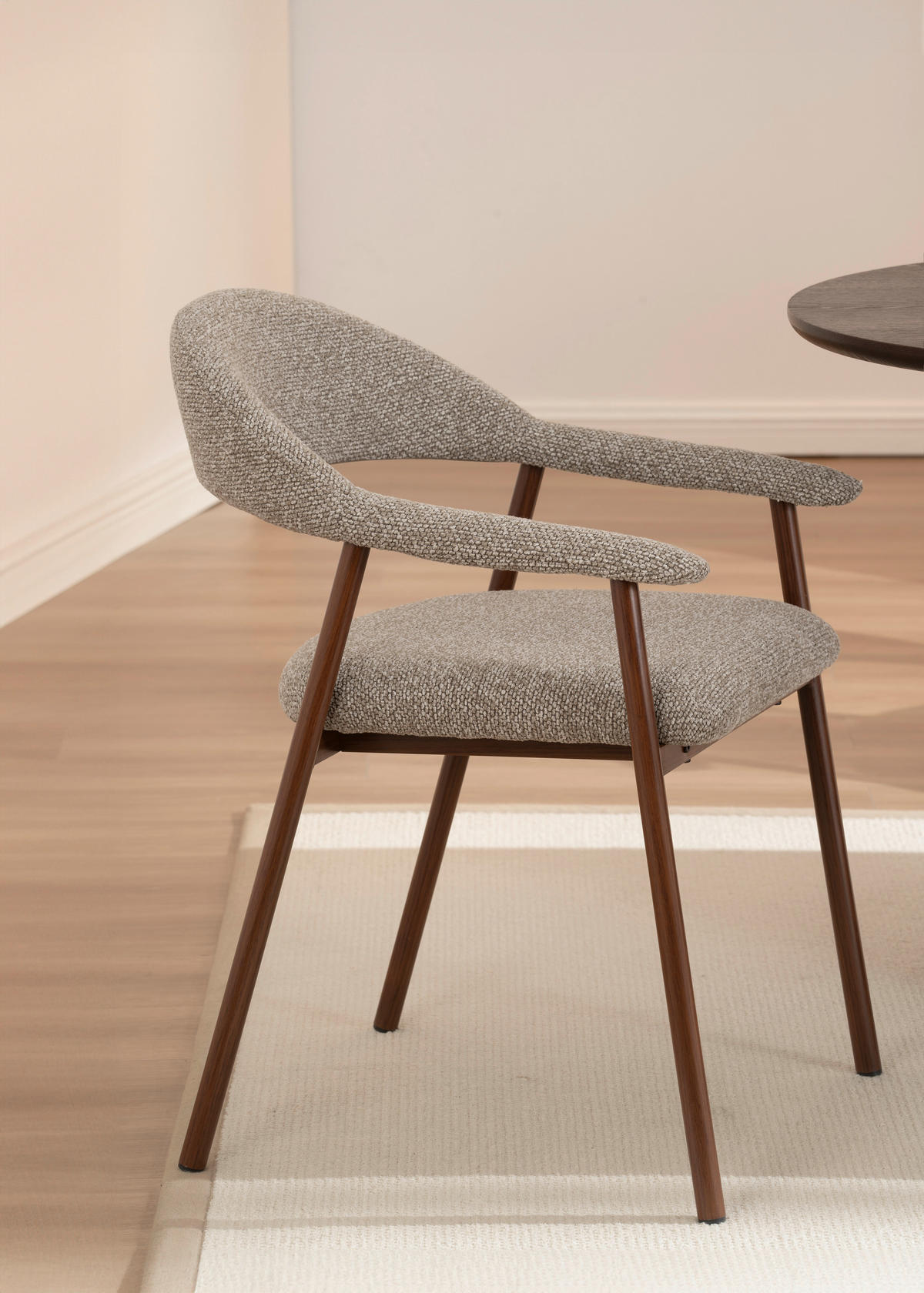 ARMLEHNSTUHL  in Eisen Bouclé  - Eichefarben/Beige, Basics, Holz/Textil (59/75/62cm) - Livetastic