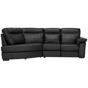 WOHNLANDSCHAFT in Holz, Leder Schwarz - Wengefarben/Schwarz, Design, Leder/Holz (138/271cm) - Natuzzi Editions