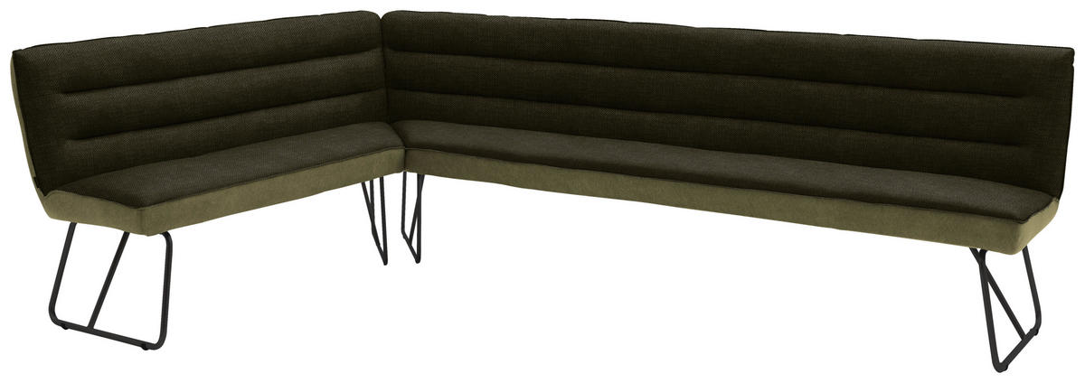 ECKBANK in Metall, Textil Grün, Schwarz  - Schwarz/Grün, Design, Textil/Metall (174/274cm) - Dieter Knoll