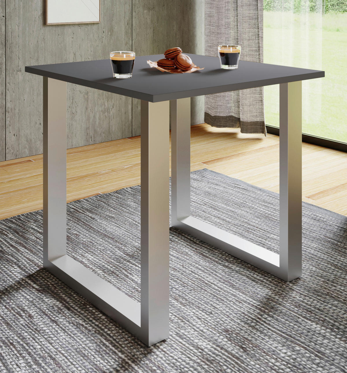 ESSTISCH in Holzwerkstoff, Metall 80/80/76 cm   - Anthrazit/Silberfarben, Design, Holzwerkstoff/Metall (80/80/76cm) - MID.YOU