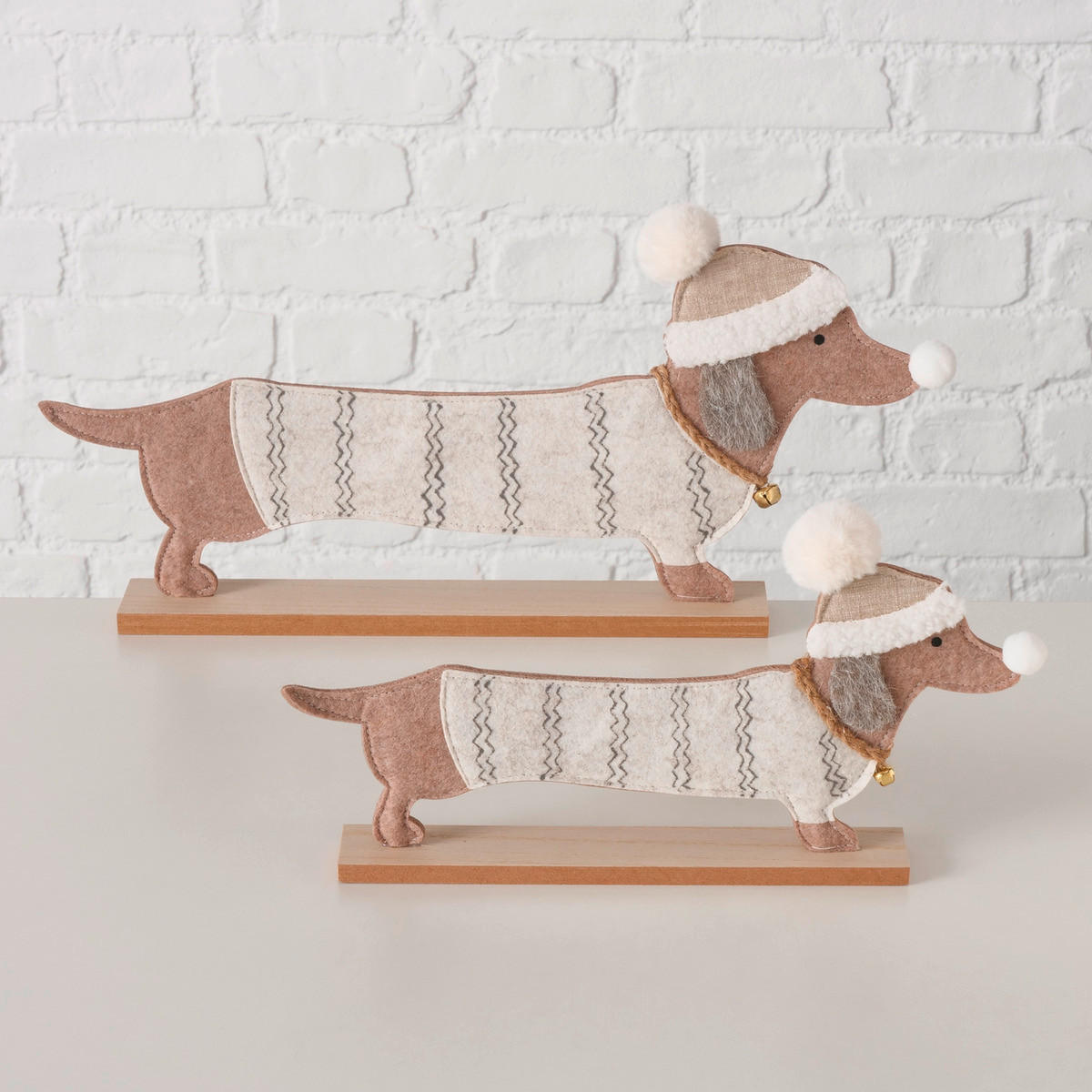 DEKORAČNÍ PES velký - krémová/béžová, Trend, kompozitní dřevo/textil (47/5/23cm)
