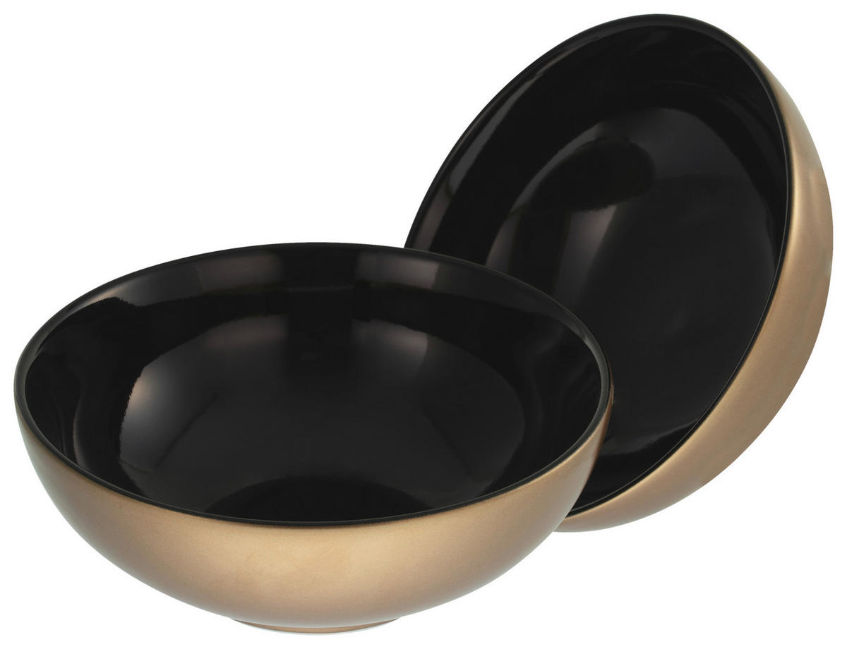 SET MED FRUKOSTSKÅLAR Golden Days schwarz 16 cm  - svart/guldfärgad, Basics, keramik (16cm) - Creatable