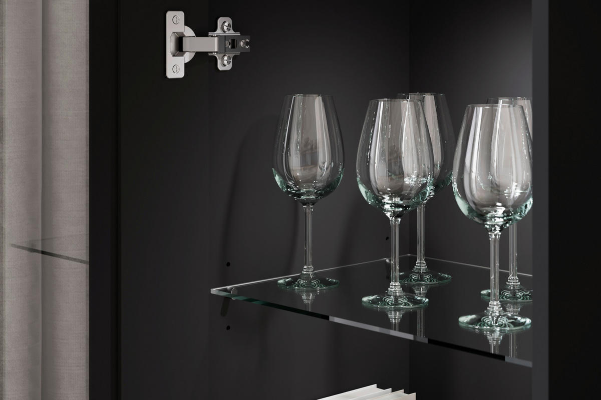 WOHNWAND 4-teilig  in Schwarz  262/141,9/33 cm  - Schwarz, Trend, Glas/Holzwerkstoff (262/141,9/33cm) - Livetastic