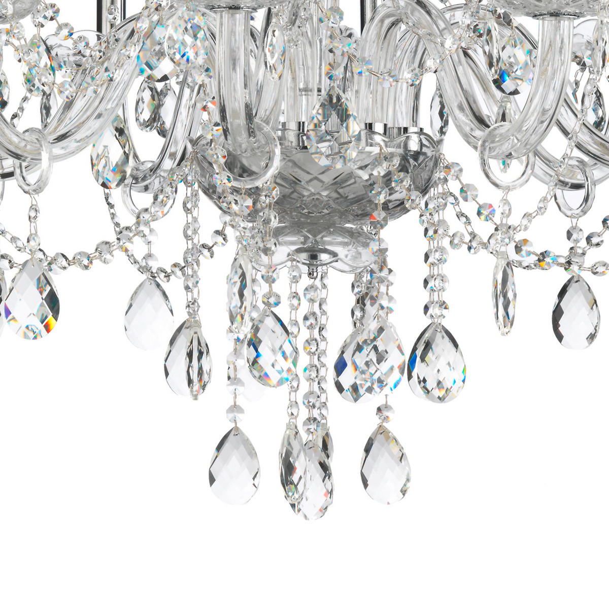 KRISTALL-HÄNGELEUCHTE 75/100 cm   - Chromfarben/Transparent, KONVENTIONELL, Glas/Metall (75/100cm)