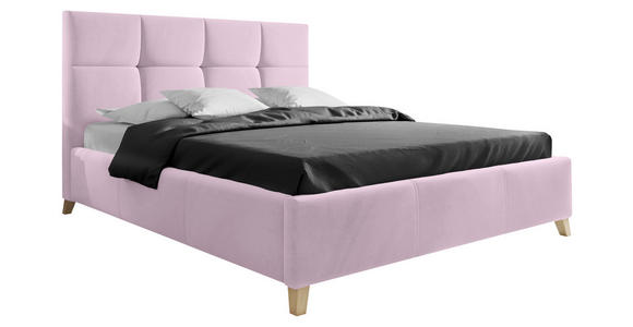 POLSTERBETT Lattenrost, Bettkasten in Rosa - Buchefarben/Rosa, KONVENTIONELL, Holz/Textil (140/220cm) - Carryhome