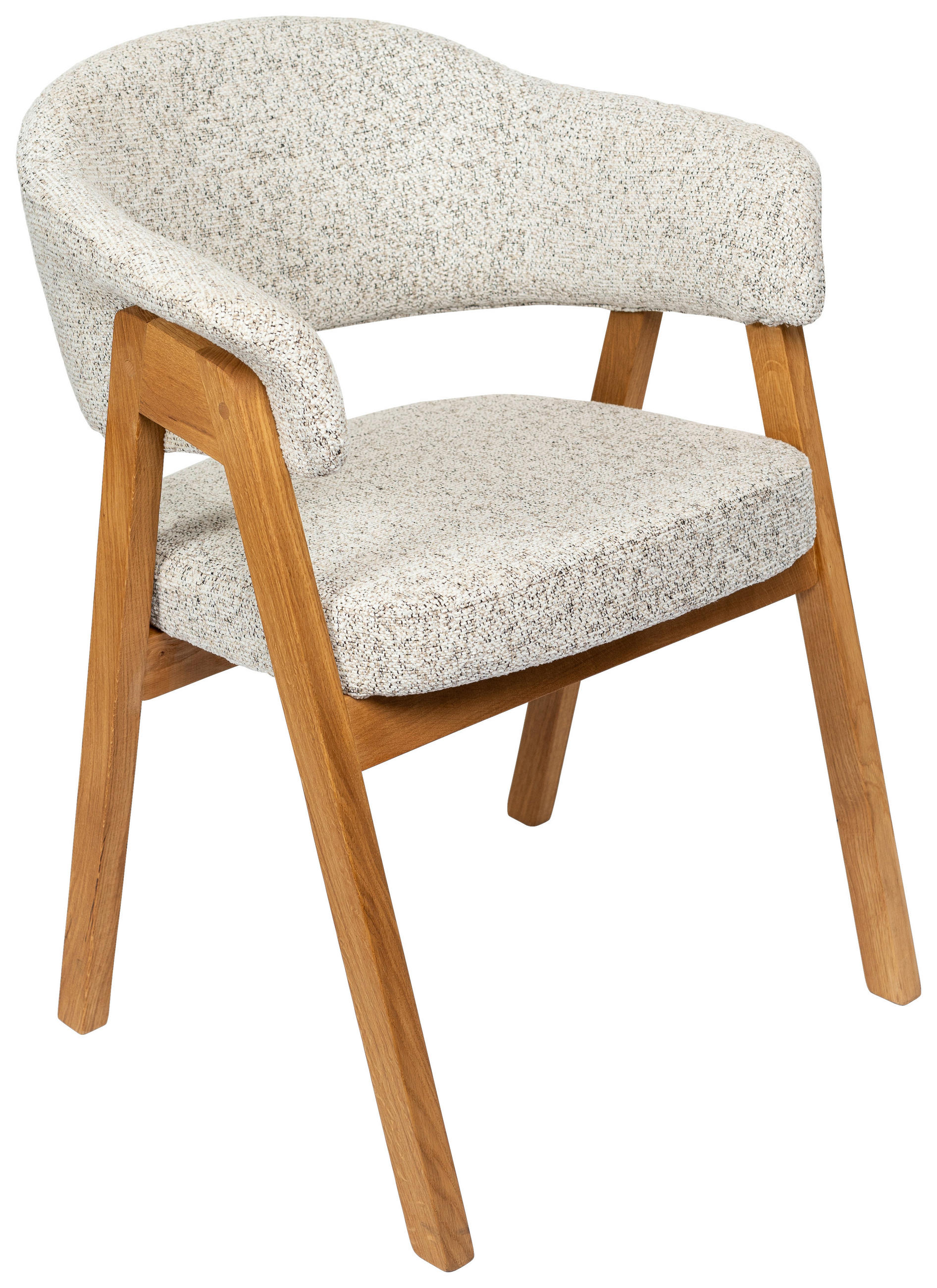 ARMLEHNSTUHL   Bouclé  Sandfarben  - Sandfarben/Eichefarben, KONVENTIONELL, Holz/Textil (63,5/82/58cm) - Linea Natura