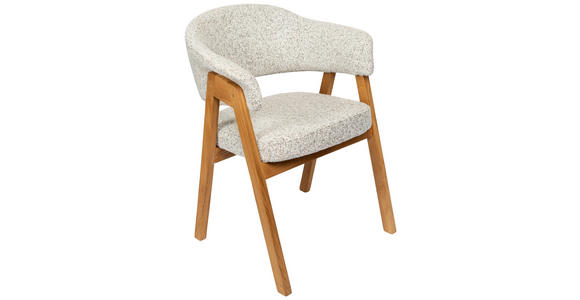 ARMLEHNSTUHL   Bouclé  Sandfarben  - Sandfarben/Eichefarben, KONVENTIONELL, Holz/Textil (63,5/82/58cm) - Linea Natura