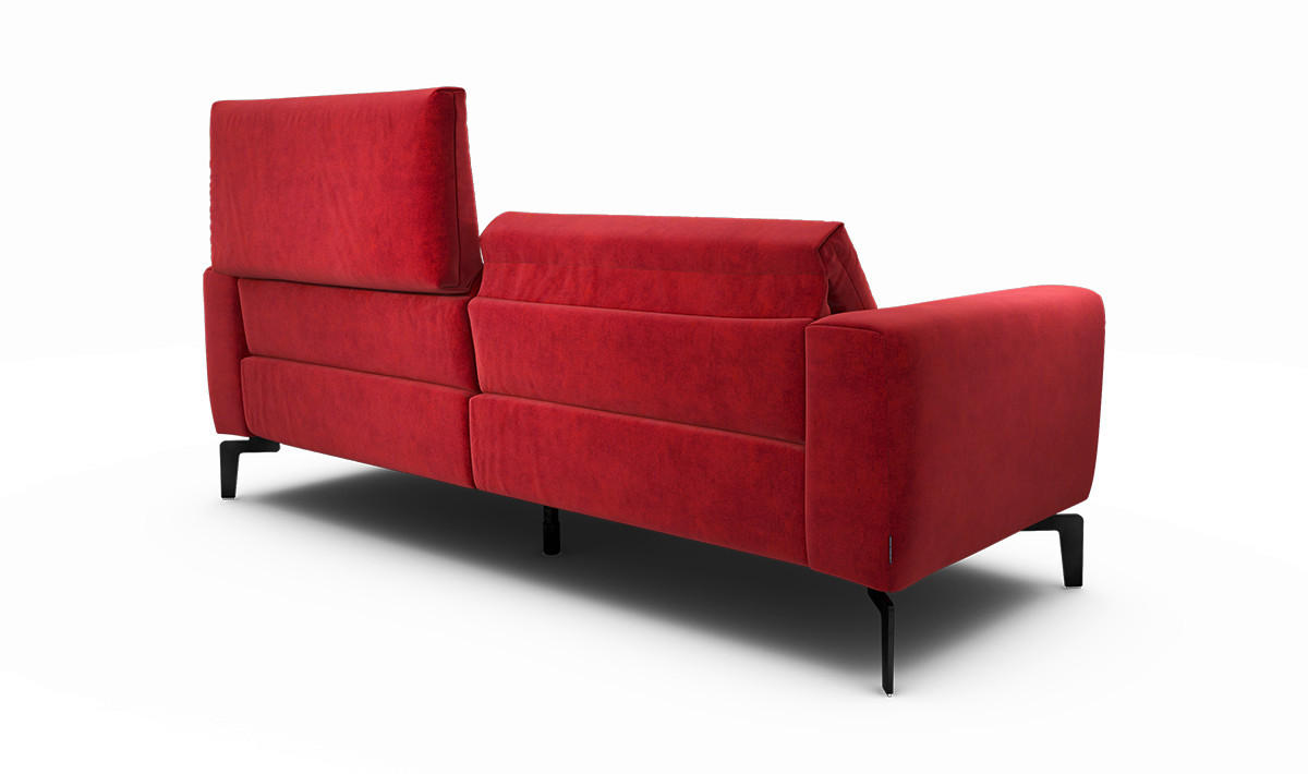 2,5-SITZER in Samt Rot  - Rot/Schwarz, Design, Textil/Metall (220/86/86-94cm) - SENSOO