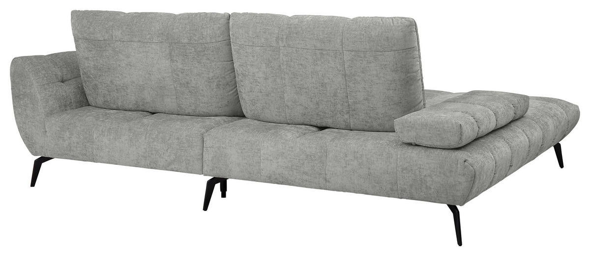 ECKSOFA Hellgrau Flachgewebe Rücken echt, Sitztiefenverstellung  - Hellgrau/Schwarz, KONVENTIONELL, Textil/Metall (211/273cm) - SetOne by Musterring