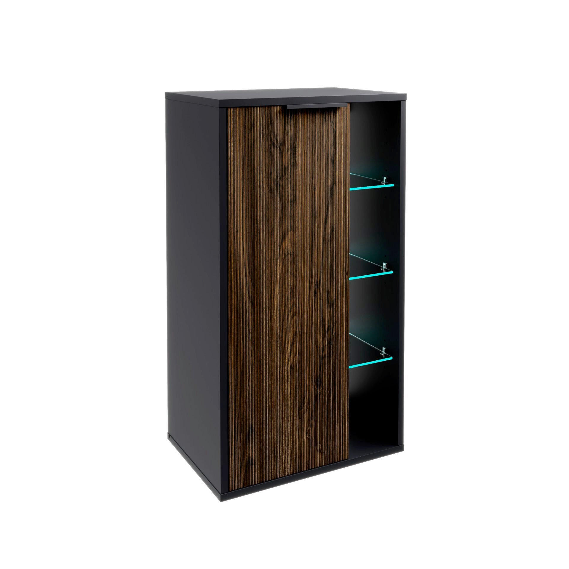 MIDISCHRANK 47/84,2/32 cm  - Eiche dunkel/Schwarz, Basics, Glas/Holzwerkstoff (47/84,2/32cm) - MID.YOU