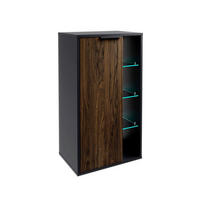 MIDISCHRANK 47/84,2/32 cm  - Eiche dunkel/Schwarz, Basics, Glas/Holzwerkstoff (47/84,2/32cm) - MID.YOU