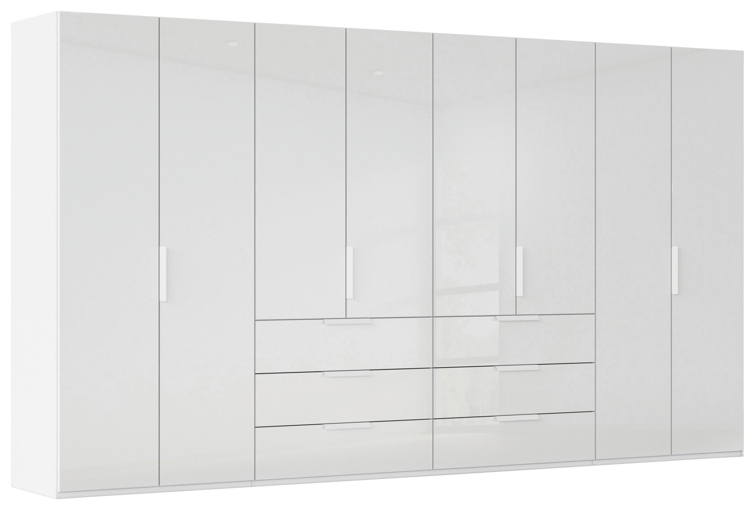 DREHTÜRENSCHRANK 400/235/61 cm,  in Weiß, Weiß Hochglanz, 8-türig  - Weiß Hochglanz/Weiß, Basics, Holzwerkstoff/Metall (400/235/61cm) - Novel