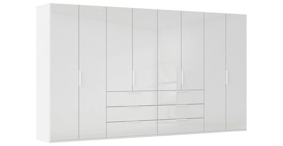 DREHTÜRENSCHRANK 400/223/61 cm,  in Weiß, 8-türig  - Weiß, Basics, Glas/Holzwerkstoff (400/223/61cm) - Novel
