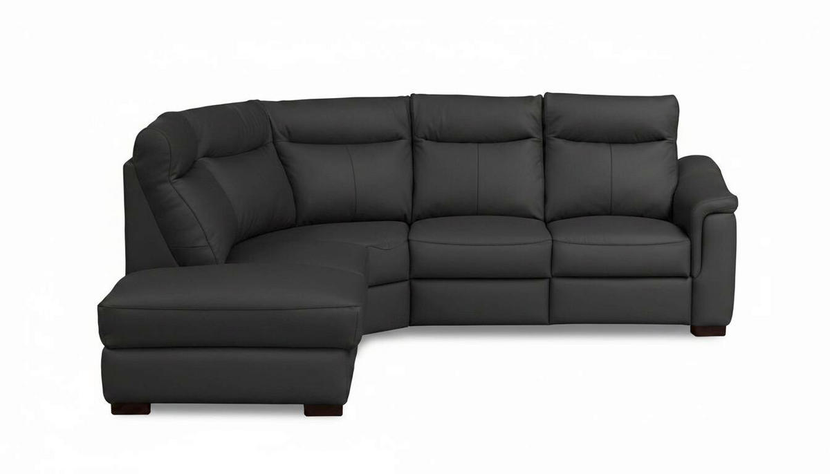 ECKSOFA Lederlook Echtleder Schwarz  - Wengefarben/Schwarz, Design, Leder/Holz (229/260cm) - Livetastic