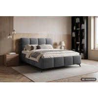 POLSTERBETT 140/200 cm,  in Anthrazit, gepolstertes Kopfteil, Lattenrost,  - Anthrazit/Schwarz, Design, Holz/Textil (140/200cm) - Chameo