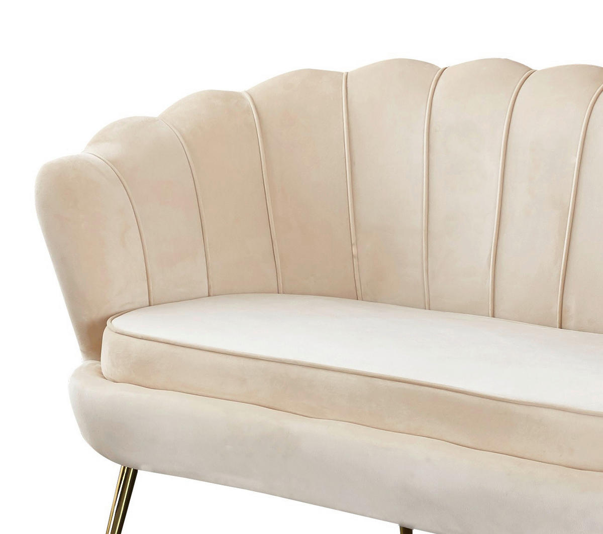 2-SITZER-SOFA in Samt Beige  - Beige/Goldfarben, MODERN, Textil/Metall (136/78/77cm) - Livetastic
