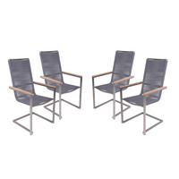 GARTENSTUHL-SET Holz, Metall, Kunststoff Anthrazit, Braun, Silberfarben  - Anthrazit/Silberfarben, Basics, Holz/Kunststoff (61/108/56cm) - Gardenson