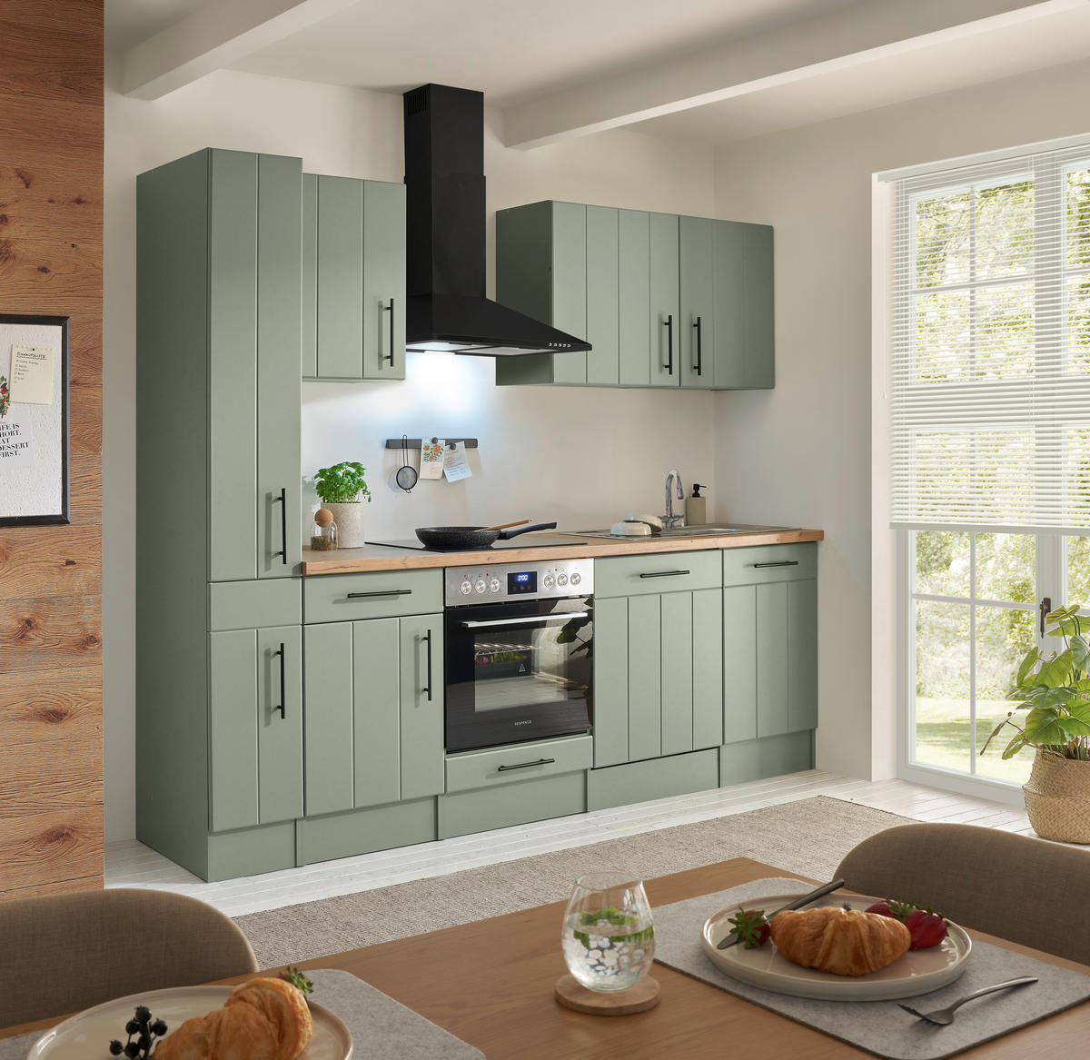 MODULKÖK 250 cm   i vildek, vassgrön  - vassgrön/vildek, Trend, metall/trämaterial (250cm) - Respekta