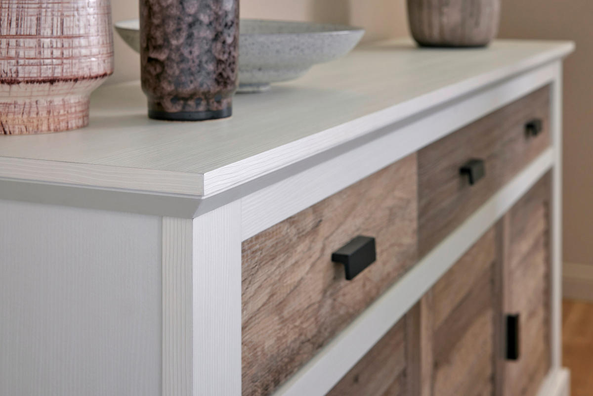 SIDEBOARD Hampton  in 158/81,3/40 cm  - Eichefarben/Schwarz, KONVENTIONELL, Holzwerkstoff/Metall (158/81,3/40cm)