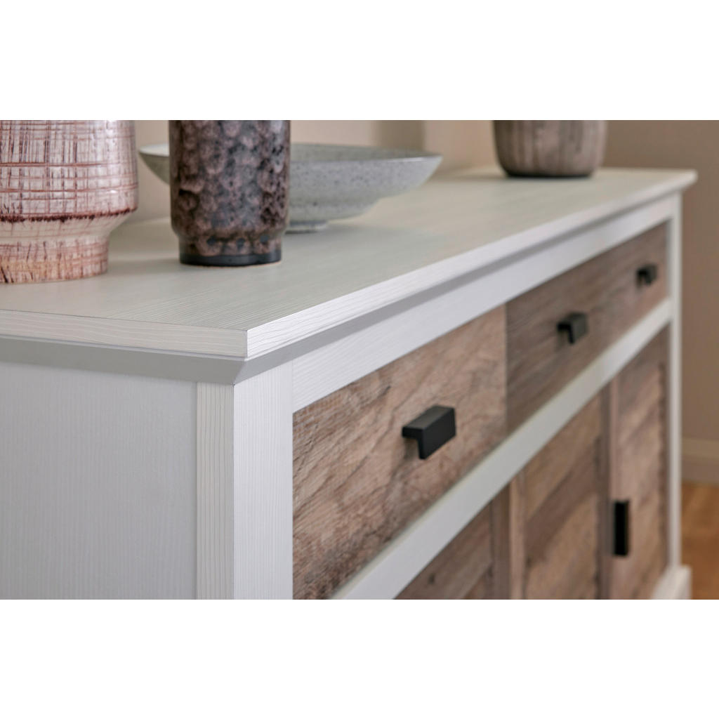 Thumbnail - Xxxl Sideboard Hampton, Weiß, Eiche, Metall, 3 Fächer, 3 Schubladen, 158x81.3x40 cm, stehend, Wohnzimmer, Kommoden & Sid...