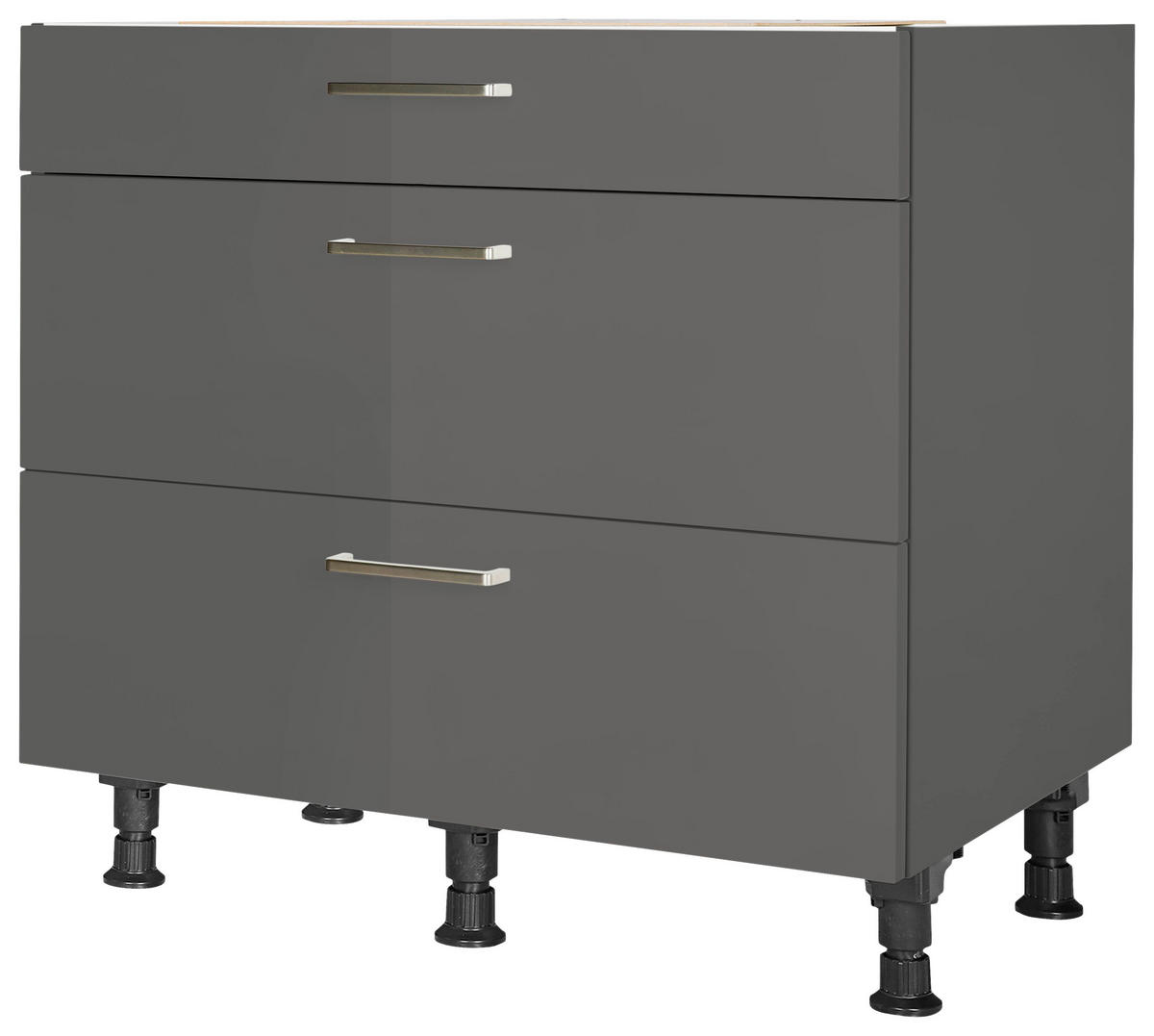 SCHUBKASTENUNTERSCHRANK 90/87/56 cm  in Schieferfarben  - Schieferfarben/Edelstahlfarben, MODERN, Holzwerkstoff/Metall (90/87/56cm) - Nobilia