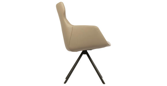 ARMLEHNSTUHL  in Echtleder pigmentiert  - Taupe/Schwarz, Design, Leder/Metall (65/91/63cm) - Dieter Knoll