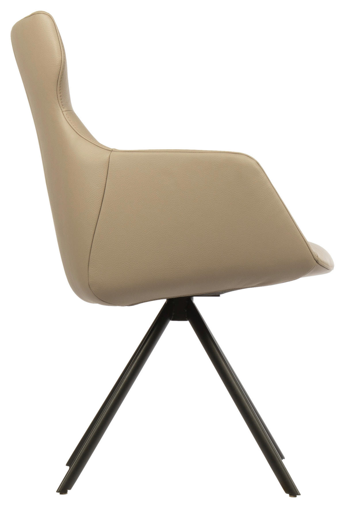 ARMLEHNSTUHL  in Echtleder pigmentiert  - Taupe/Schwarz, Design, Leder/Metall (65/91/63cm) - Dieter Knoll