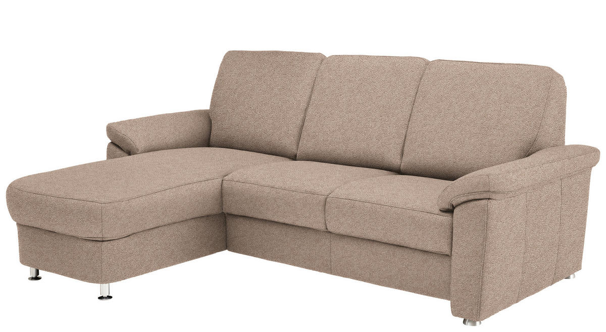 ECKSOFA in Flachgewebe Sandfarben  - Sandfarben/Chromfarben, Konventionell, Textil/Metall (163/250cm) - Beldomo System