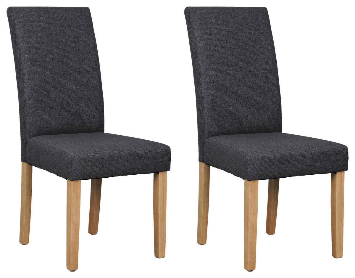 STUHL-SET 2 Stück  in Webstoff  - Dunkelgrau/Schwarz, MODERN, Holz/Textil (47/99,5/60cm) - MID.YOU