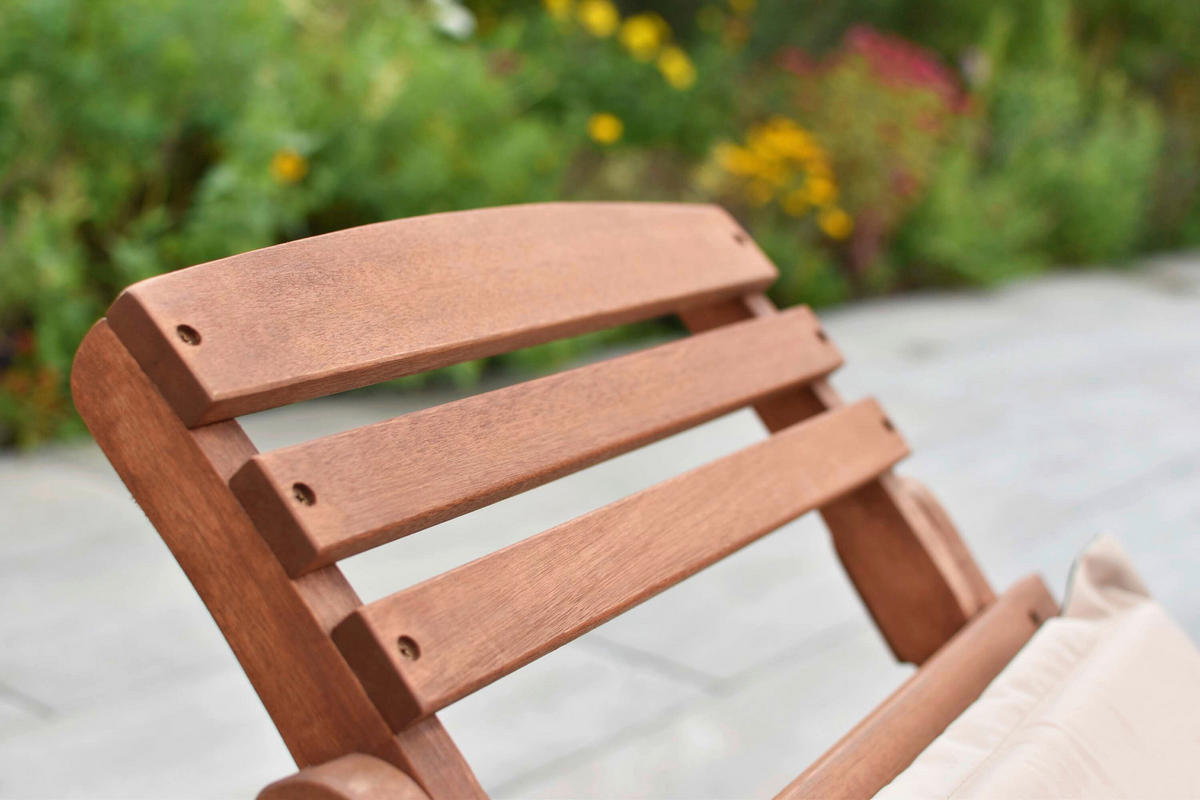 GARTENLIEGE  - Eukalyptusholzfarben/Beige, KONVENTIONELL, Holz/Textil - Gardenson