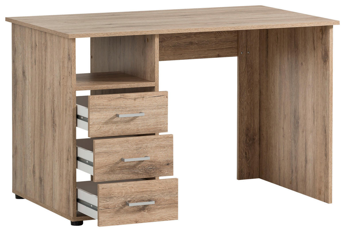 SCHREIBTISCH 70/115,8/74 cm  in Wildeiche  - Wildeiche/Silberfarben, MODERN, Holzwerkstoff/Metall (70/115,8/74cm) - MID.YOU