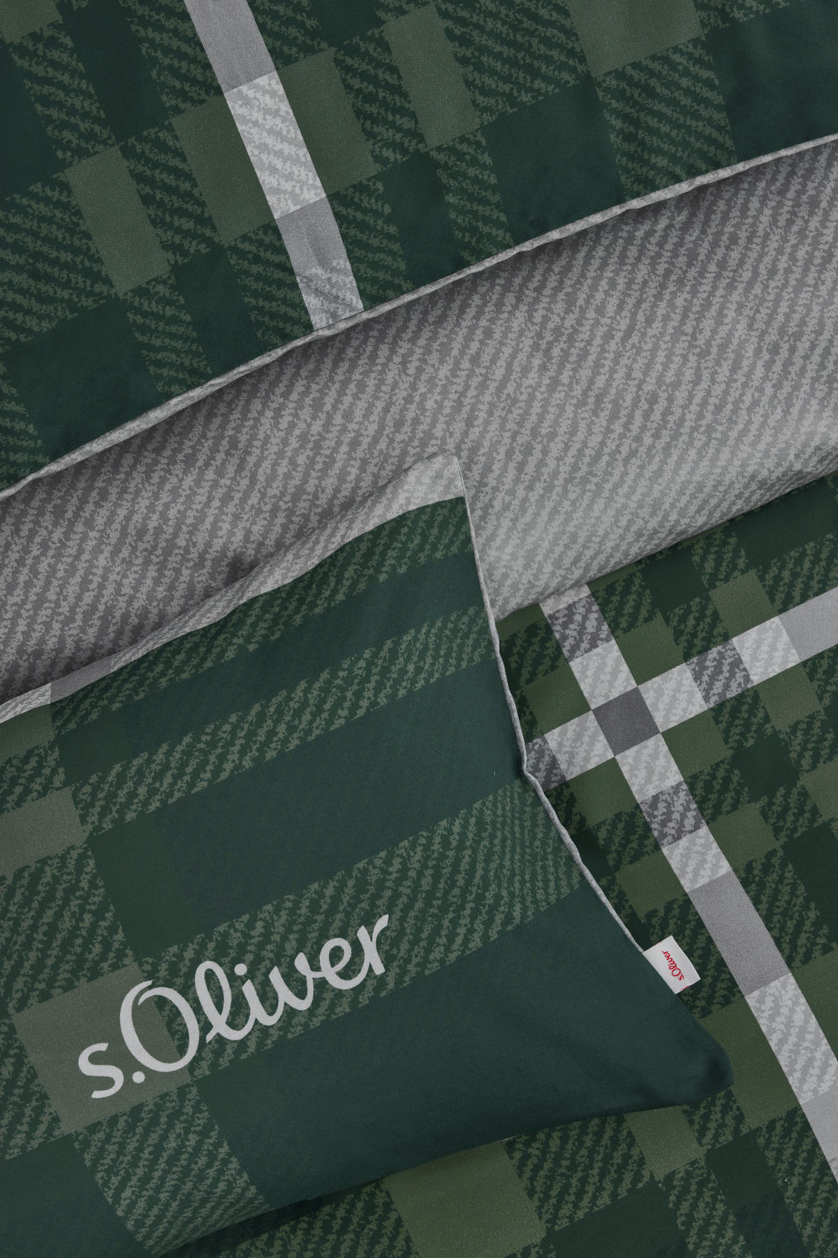 WENDEBETTWÄSCHE Makosatin 140/200 cm  - Grau/Grün, Basics, Textil (140/200cm) - S. Oliver