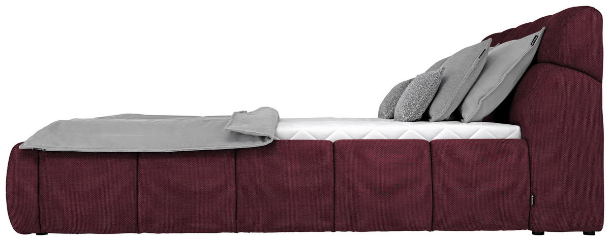 POLSTERBETT 140/200 cm  in Bordeaux  - Bordeaux/Schwarz, Design, Kunststoff/Textil (140/200cm) - Esposa